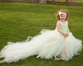 Tutu Train, Girls Beautiful Removable Tulle Ribbon Train, Flower Girl Train, - Wedding Flower Girl Dress, Dramtic Elegant, Wedding Accessory