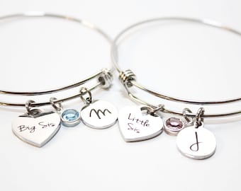 Big sister little sister bracelet set, big sister little sister set, big sister little sister bangle set, sisters jewelry set, big sis set