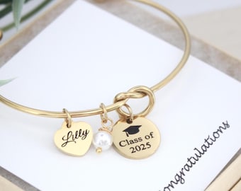 bracelet for high school or college graduate, graduation gift for women, graduation gift with customized quote and date, keepsake graduation