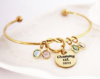 Keepsake Grandma Bracelet, Name & Grandchildren Birthstones, Jewelry/Gift For Nana