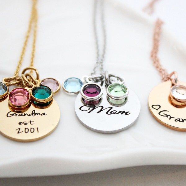 grandma necklace, grandma birthstone necklace, personalized grandma necklace, grandma jewelry, grandma gift, grandmother necklace, grandma