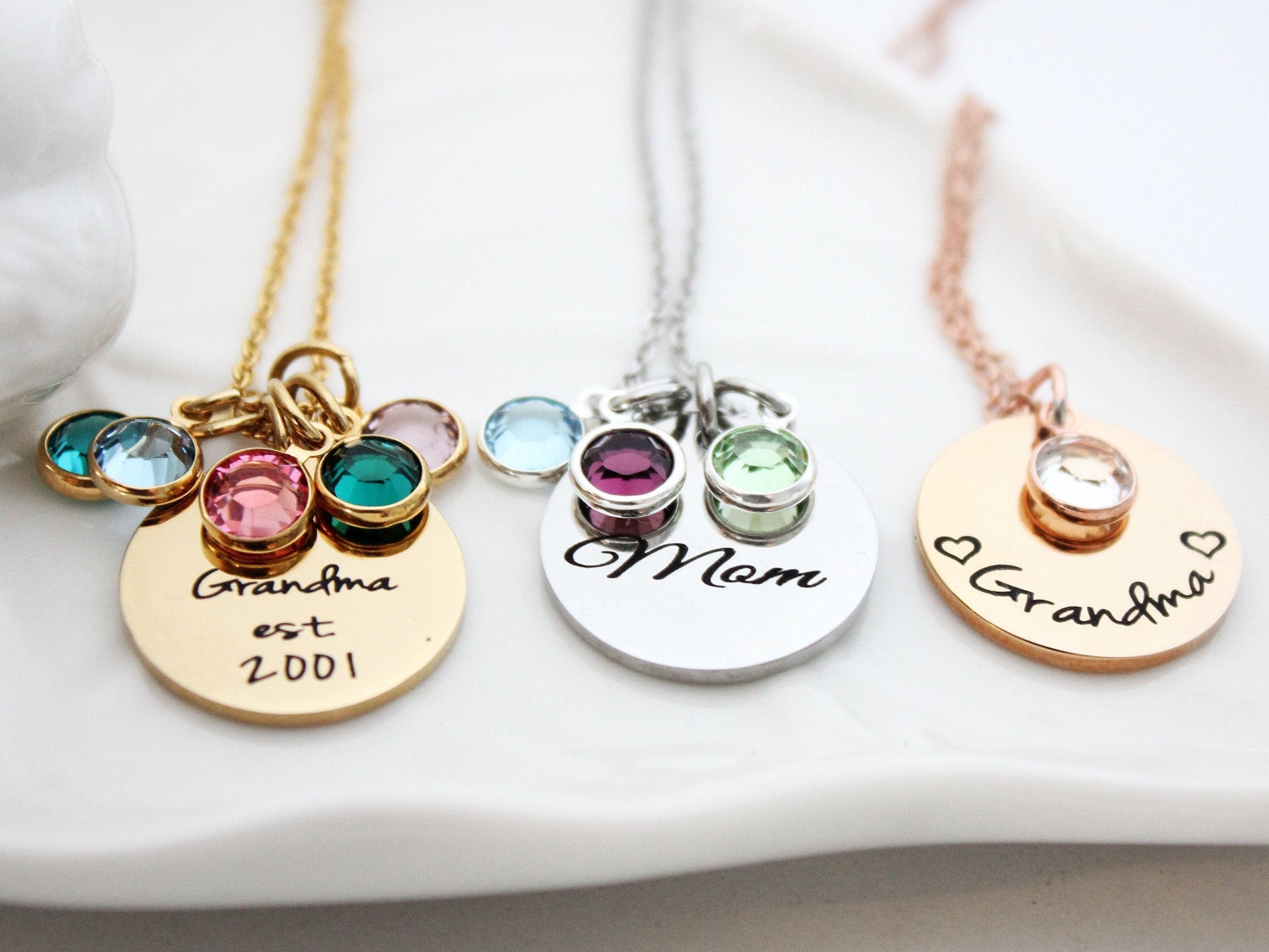 JewelOra Personalized Custom Birthstone Grandma Heart Pendant Necklace  Silver Color Family Jewelry Birthday Gifts for Grandma - AliExpress