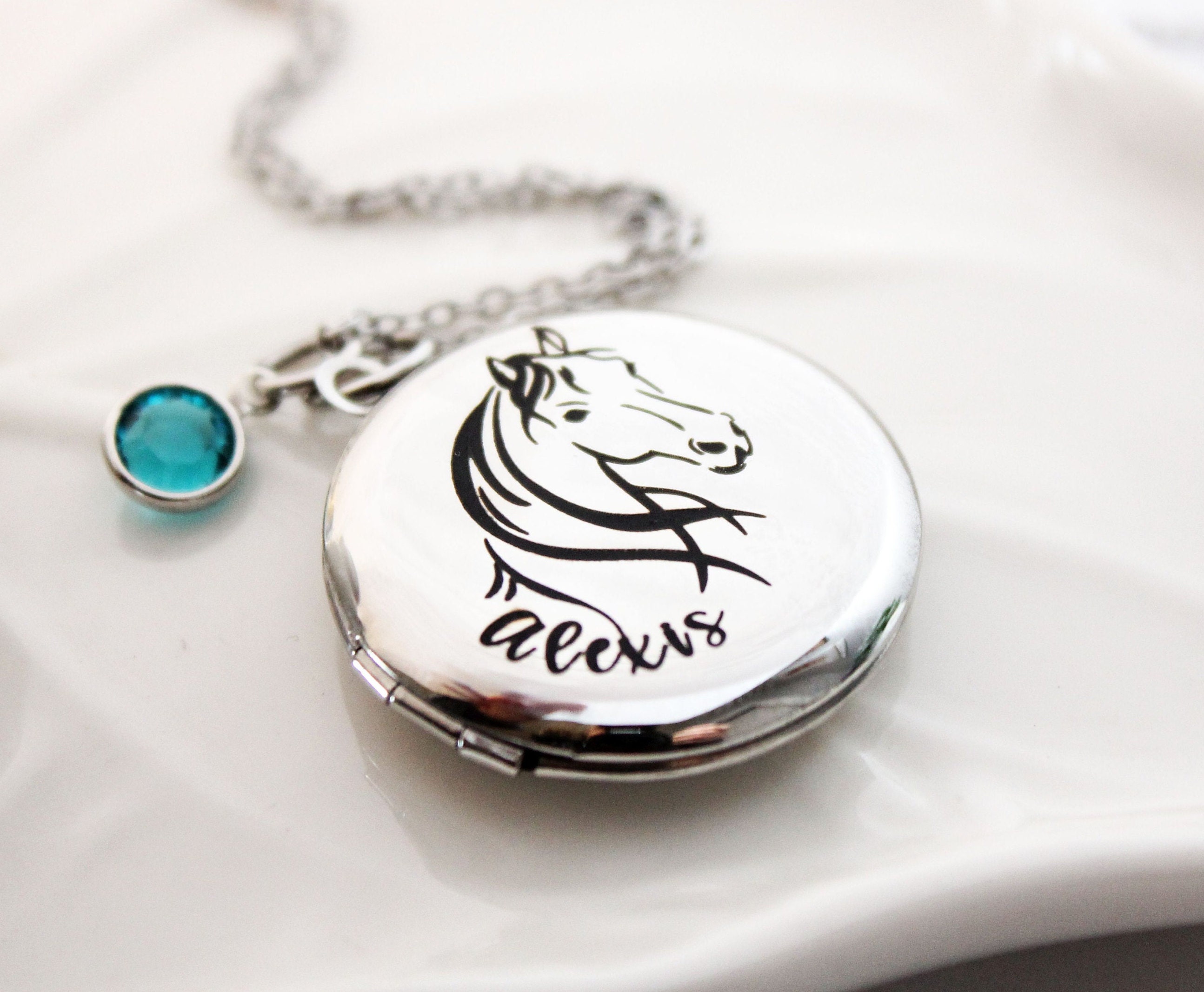 Horse Necklace Horse Name Necklace Horse Locket Necklace