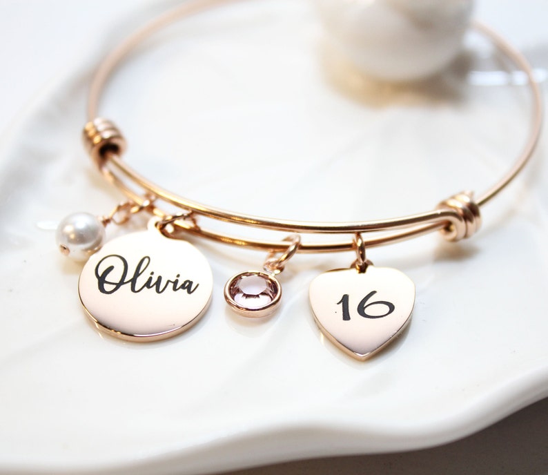 Rose Gold 16th Birthday Bracelet 16th Rose Gold Bracelet 16 - Etsy