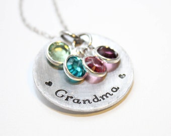 grandma necklace, grandma birthstone necklace, personalized grandma necklace, grandma jewelry, grandma gift, grandmother necklace, grandma