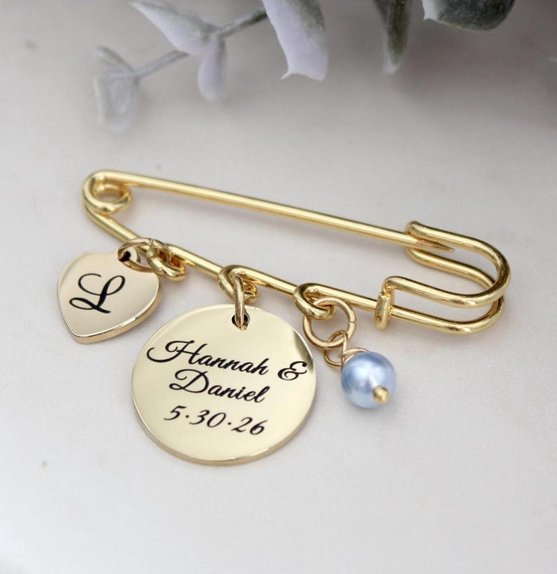 Something Blue Pin Something Blue Wedding Pin, Bouquet Pin With Custom Charm, Something ...
