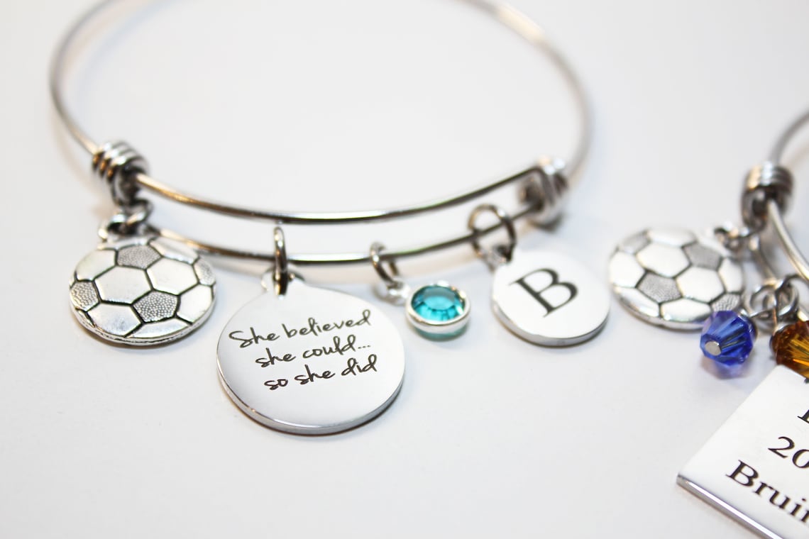 Soccer bracelet personalized soccer bracelet soccer bangle Etsy