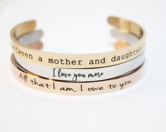 Custom Daughter Cuff Bracelet, Engraved Stainless Steel