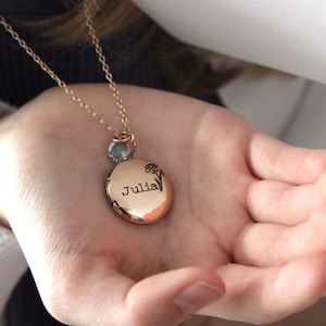 locket for girls birthday, birth flower locket, flower locket for girls, flower locket, gift for flower girl, little girl locket with name