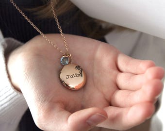 locket for girls birthday, birth flower locket, flower locket for girls, flower locket, gift for flower girl, little girl locket with name