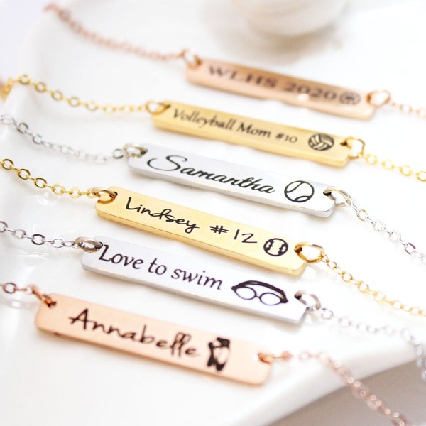 swim necklace, personalized swim necklace, swim team necklace, swim team gift, swim jewelry, swim team necklace with name, swim bar necklace