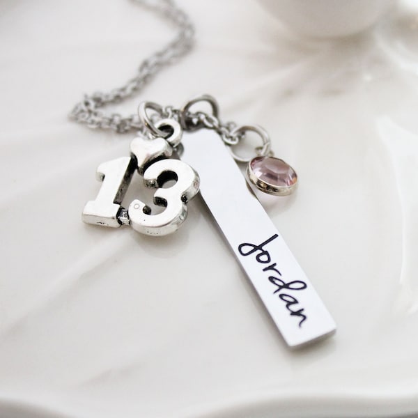 13th birthday name necklace, 13th birthday necklace, 13th birthday jewelry, 13th birthday gift, personalized 13th birthday , 13th birthday