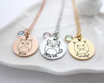 squishmallow necklace, squishmallow name necklace, squishmallow jewelry, squishmallow gift, squishmallow silver necklace, squishmallow
