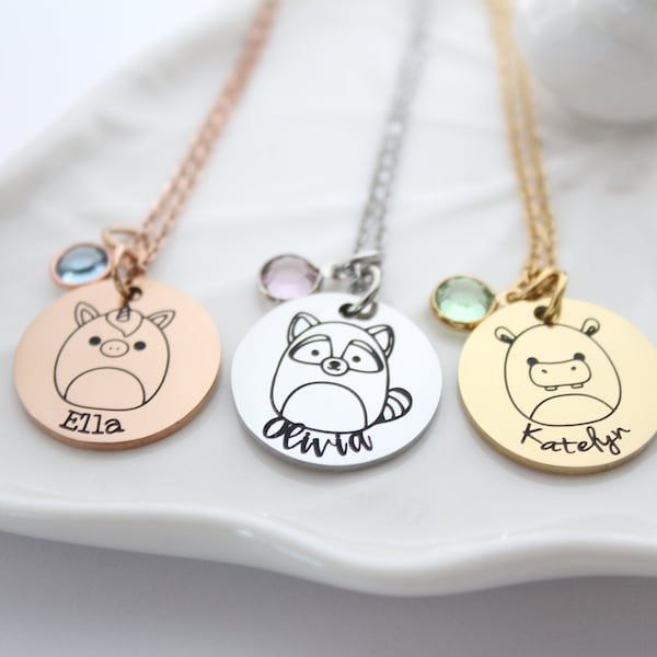 squishmallow necklace, squishmallow name necklace, squishmallow jewelry, squishmallow gift, squishmallow silver necklace, squishmallow