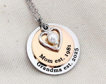 grandma necklace, grandma birthstone necklace, personalized grandma necklace, grandma jewelry, grandma gift, grandmother necklace, grandma