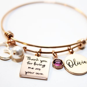 mom bracelet, stepmom gift, stepmother jewelry, mom bracelet with quote, rose gold bracelet with quote, gift for stepmom wedding