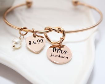 bride bracelet, personalized bride bracelet, bride date bracelet, bride initials bracelet, bride jewelry, bride gift, bride bangle, bride