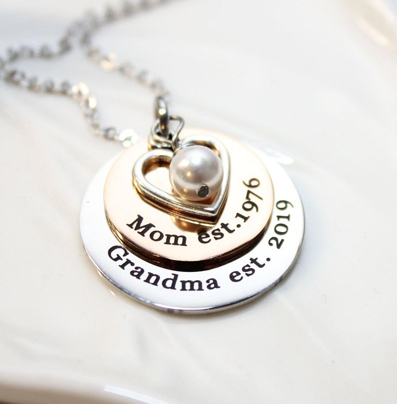 grandma necklace, grandma birthstone necklace, personalized grandma necklace, grandma jewelry, grandma gift, grandmother necklace, grandma image 1