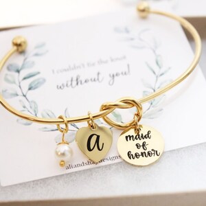 bridesmaid knot bracelet, personalized bridesmaid bracelet, bridesmaid bangle, bridesmaid bracelet with name date, bridesmaid bracelet gift
