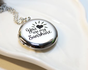 Personalized 'You Are My Sunshine' Locket Necklace, Engraved Stainless Steel