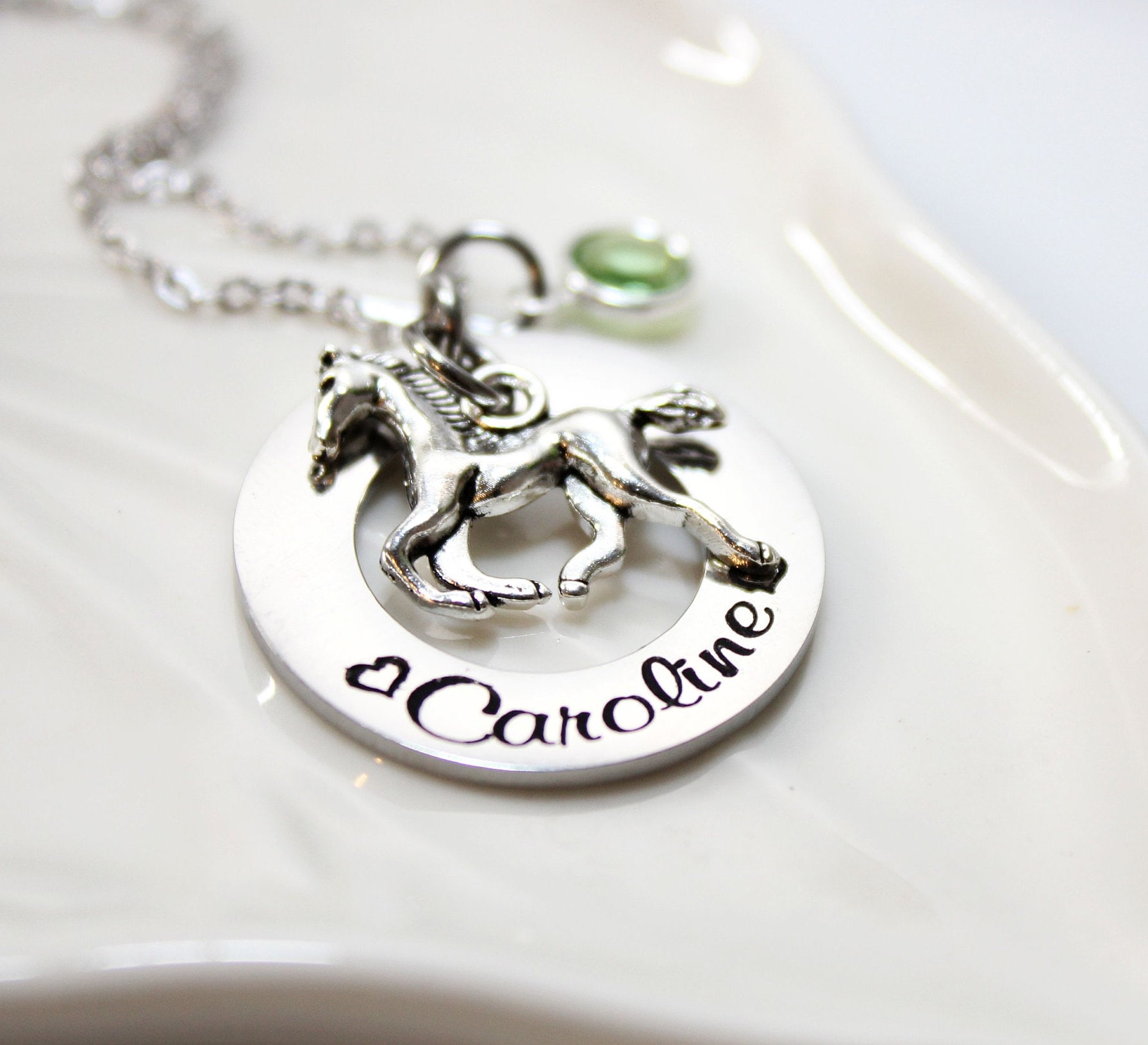 Horse Necklace Personalized Horse Necklace Horse Name Etsy