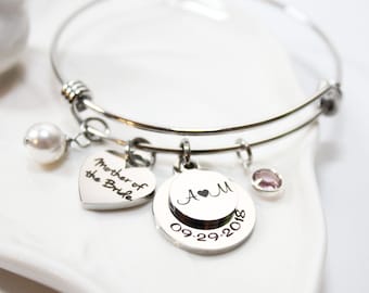 mother of the bride bracelet, personalized mother of the bride bracelet, mother of the bride jewelry, mom of the bride bracelet