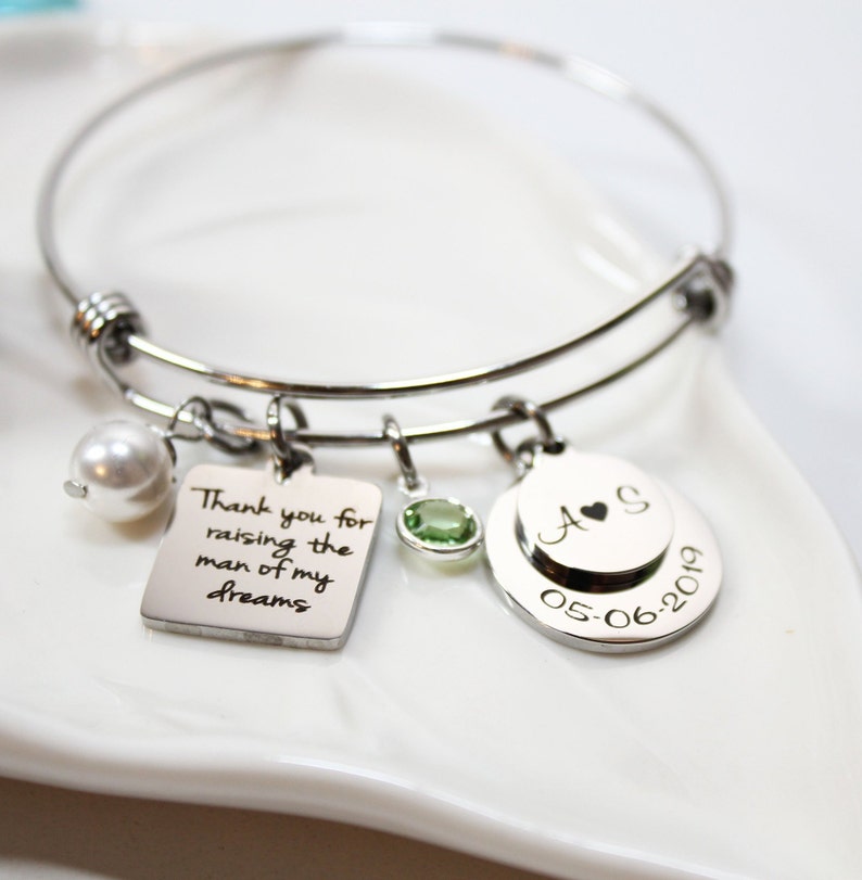 mother of the groom bracelet, personalized mother of the groom bracelet, mother of the groom gift, mom of groom bracelet, mother of groom image 2