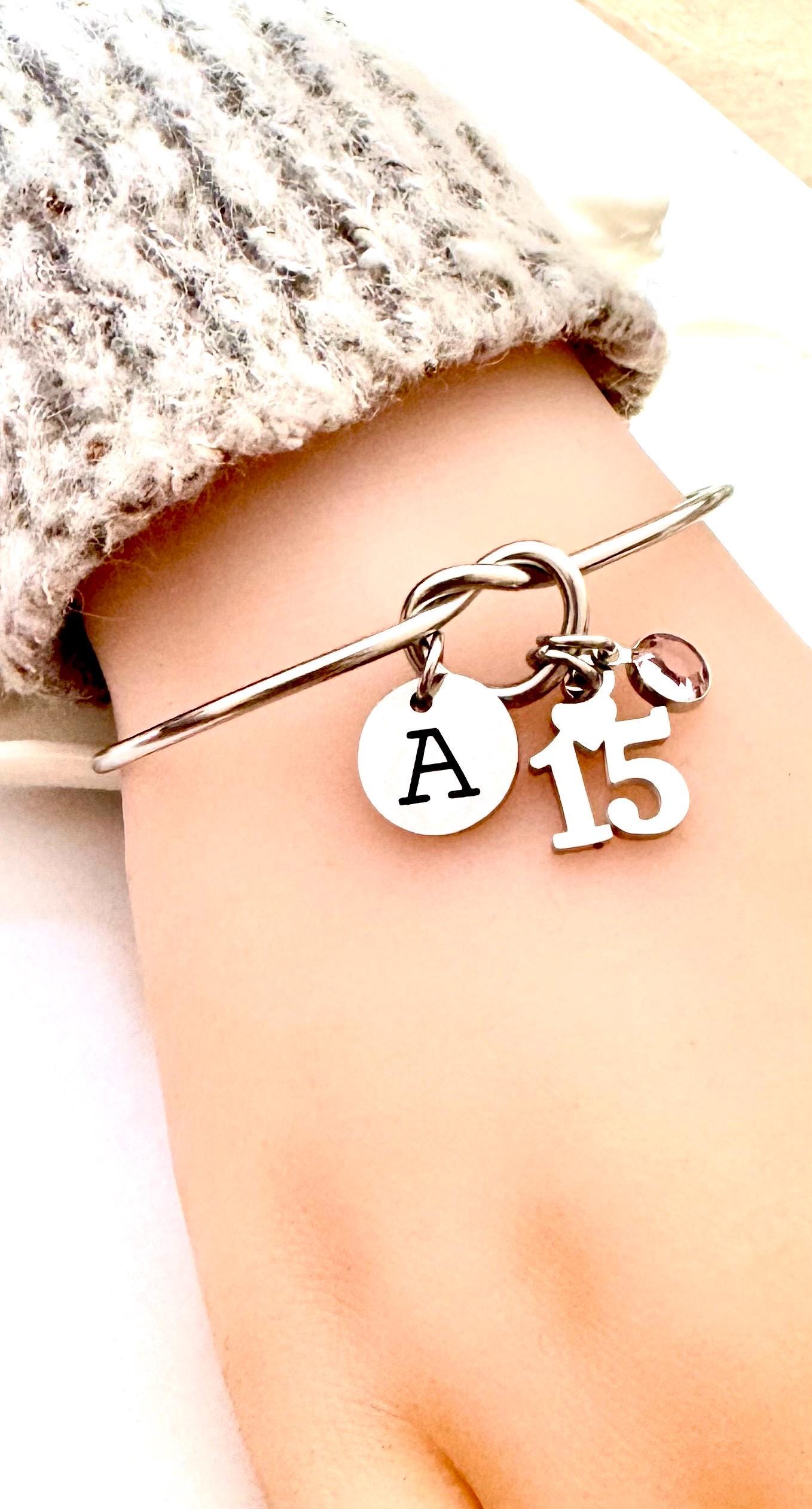 Keepsake Gift for 15 Year Old, Bracelet for 15th Birthday With Initial ...