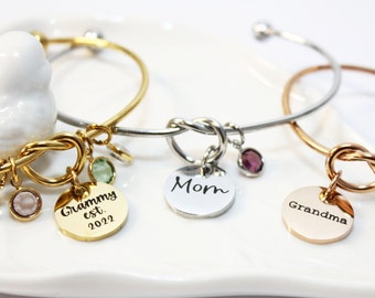 grandma bracelet, personalized grandma bracelet, grandma birthstone bracelet, grandma bangle, grandma jewelry, grandma birthstone jewlery