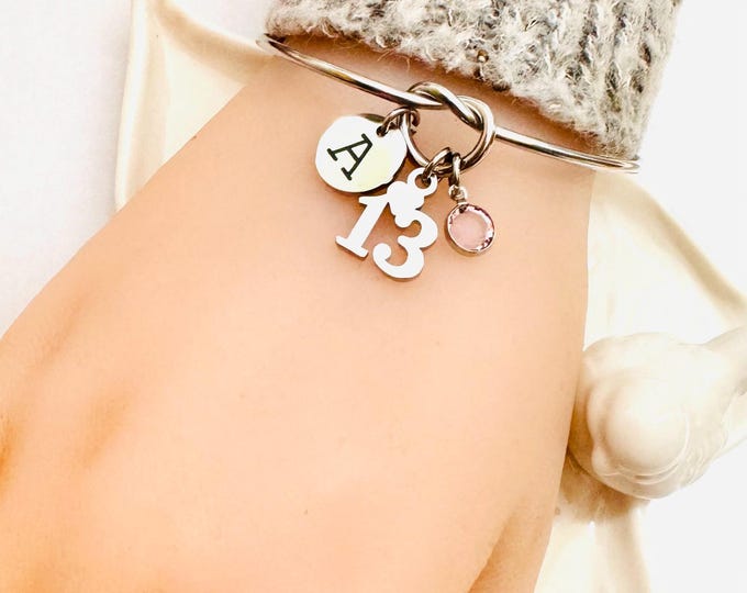 13th birthday bracelet, 13 birthday gift for girls, 13th birthday, 13th birthday gift, 13 birthday jewelry, 13th bracelet with initial