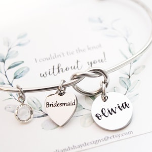 tie the knot bracelet, bridesmaid I couldn&#39;t tie the knot without you, bridal party gift, bridesmaid bracelet with backyard, bridesmaid gift