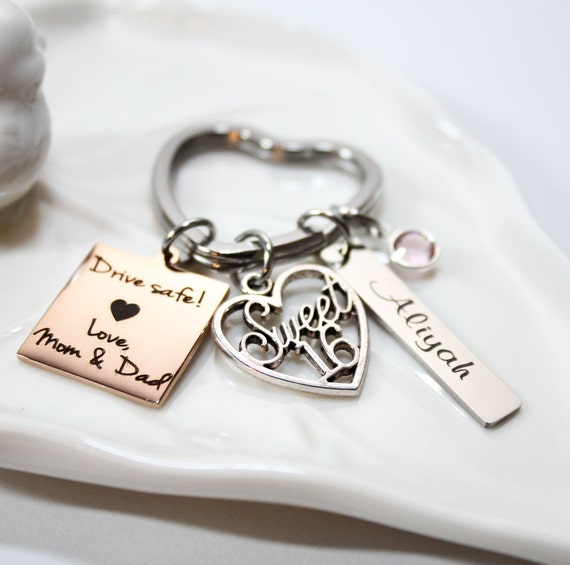 Sweet Sixteen Keychain, Personalized Sweet Sixteen Keychain, Sweet