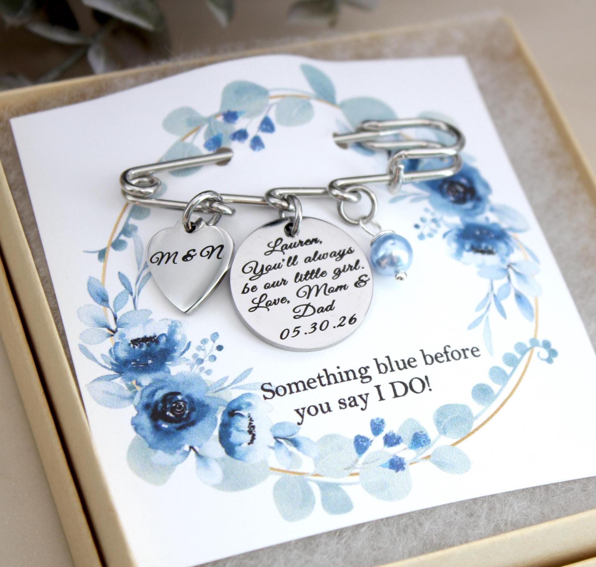 Something Blue Pin Something Blue Wedding Pin, Bouquet Pin With Custom Charm, Something ...