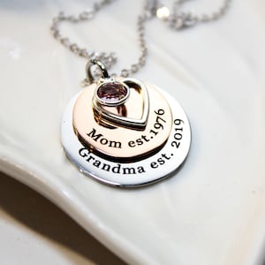 grandma necklace, grandma birthstone necklace, personalized grandma necklace, grandma jewelry, grandma gift, grandmother necklace, grandma image 4