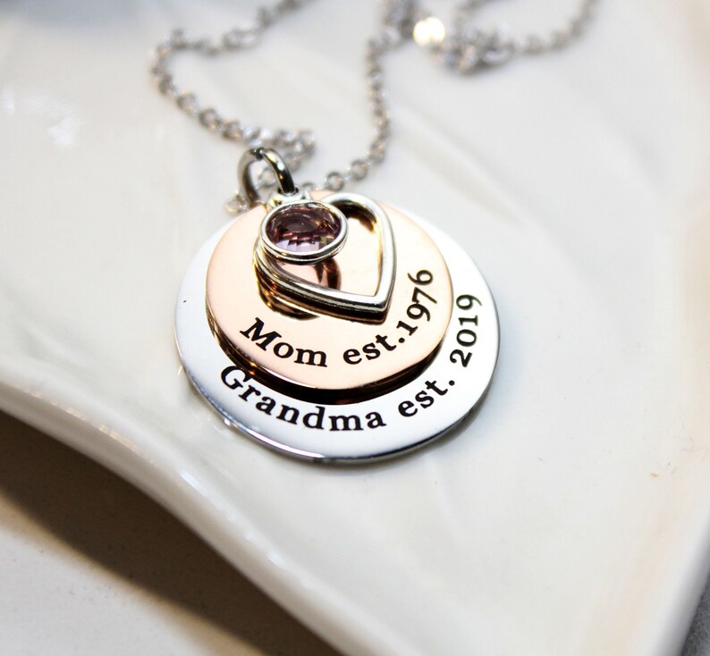 grandma necklace, grandma birthstone necklace, personalized grandma necklace, grandma jewelry, grandma gift, grandmother necklace, grandma image 4