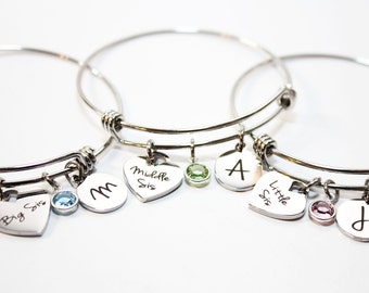 big middle little sister keepsake birthday gift jewelry for sisters bracelets with birthstone and big little middle sister custom