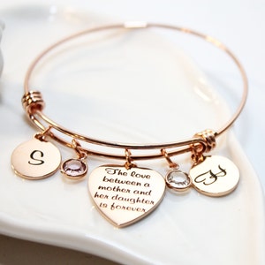 gift for mom, gift for mom from daughter, mother daughter bracelet, mother daughter initial bracelet, gift to daughter from mom, gift mom