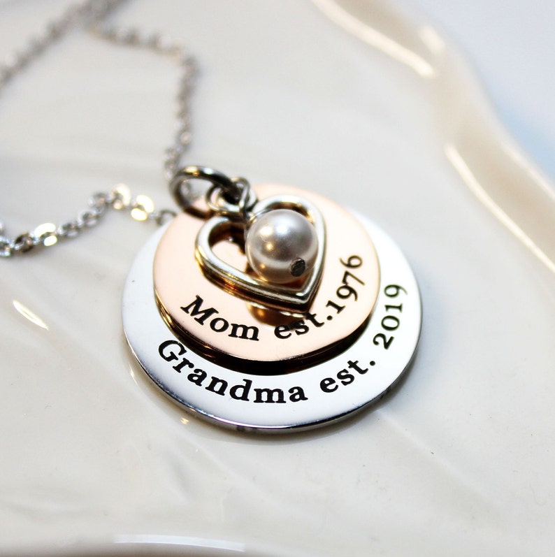 grandma necklace, grandma birthstone necklace, personalized grandma necklace, grandma jewelry, grandma gift, grandmother necklace, grandma image 2