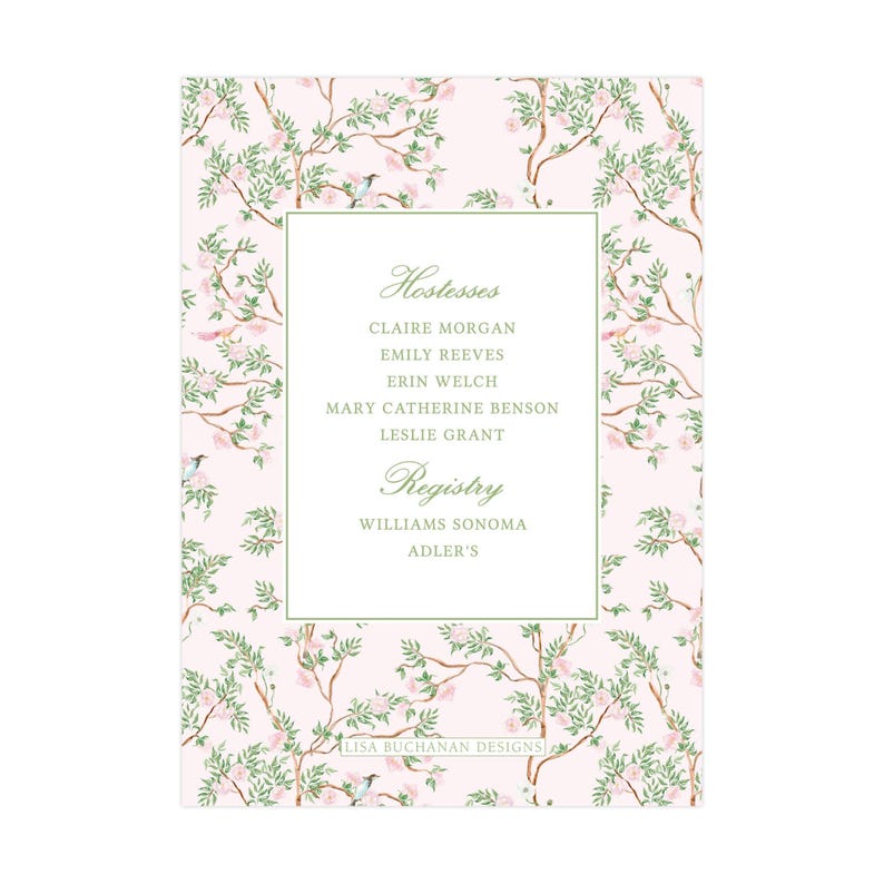 Printable Chinoiserie Bridal Luncheon Invitation, Grandmillennial Invitation, Chinoiserie Invitation Template | PRINTING AVAILABLE image 4