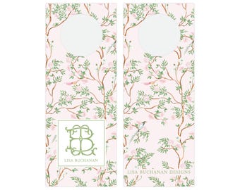 Personalized Wine Bottle Gift Tags, Hostess Gift, Gifting, Chinoiserie Gift Tag, Monogrammed Gift Tag