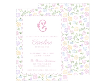 Printable Floral Invitation, Floral Birthday Invitation Template, Floral Invitation Template, Girl Birthday Invitation | PRINTING AVAILABLE