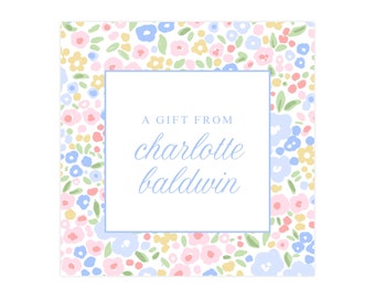 Etiqueta de presente floral para impressão, etiqueta de presente floral, modelo de etiqueta de presente floral para meninas, cartão de visita com monograma, etiqueta de presente para meninas | IMPRESSÃO DISPONÍVEL
