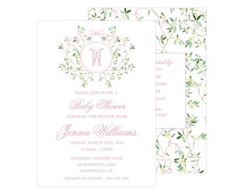 Printable Watercolor Baby Shower Invitation, Magnolia Baby Shower Invitation, Boy or Girl Baby Shower Invitation | PRINTING AVAILABLE