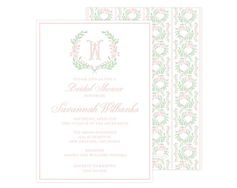 Printable Chinoiserie Bridal Shower Invitation, Grandmillennial Invitation, Chinoiserie Invitation Template | PRINTING AVAILABLE