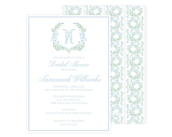 Printable Chinoiserie Bridal Shower Invitation, Grandmillennial Invitation, Chinoiserie Invitation Template | PRINTING AVAILABLE