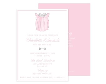Printable Baby Girl Shower Invitation, Baby Boy Shower Invitation, Classic Invitation, Baby Girl Shower, Pink Invite | PRINTING AVAILABLE