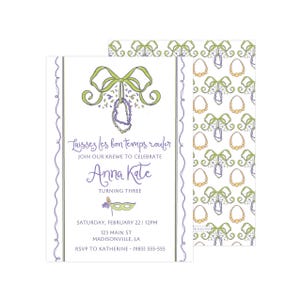 Printable Mardi Gras Invitation, Girl Mardi Gras Invitation Template, Mardi Gras Birthday Invitation, Mardi Gras Party | PRINTING AVAILABLE
