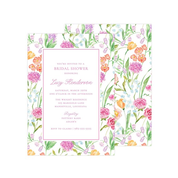 Printable Floral Bridal Shower Invitation, Floral Invite, Floral Digital Invitation, Watercolor Floral Invitation | PRINTING AVAILABLE