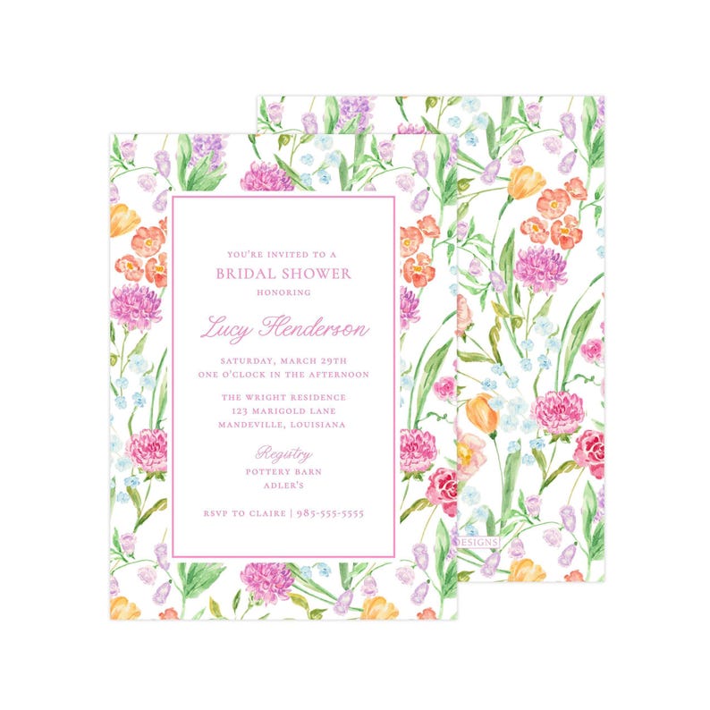 Printable Floral Bridal Shower Invitation, Floral Invite, Floral Digital Invitation, Watercolor Floral Invitation | PRINTING AVAILABLE image 1