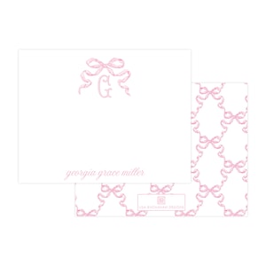 Cartão de nota com laço rosa para impressão, modelo de cartão de nota com laço, modelo de cartão de nota com laço para menina, modelo de cartão de nota para chá de bebê | IMPRESSÃO DISPONÍVEL